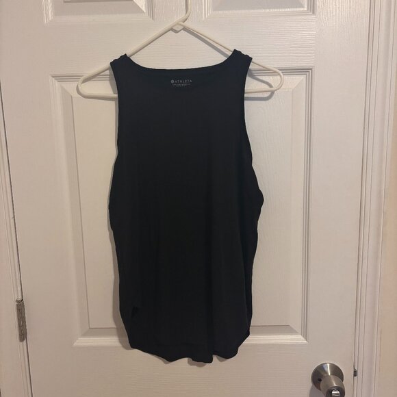 Athleta Focused Essence Semi Fit Tank Womens Small Black Workout Activewear - Picture 1 of 8